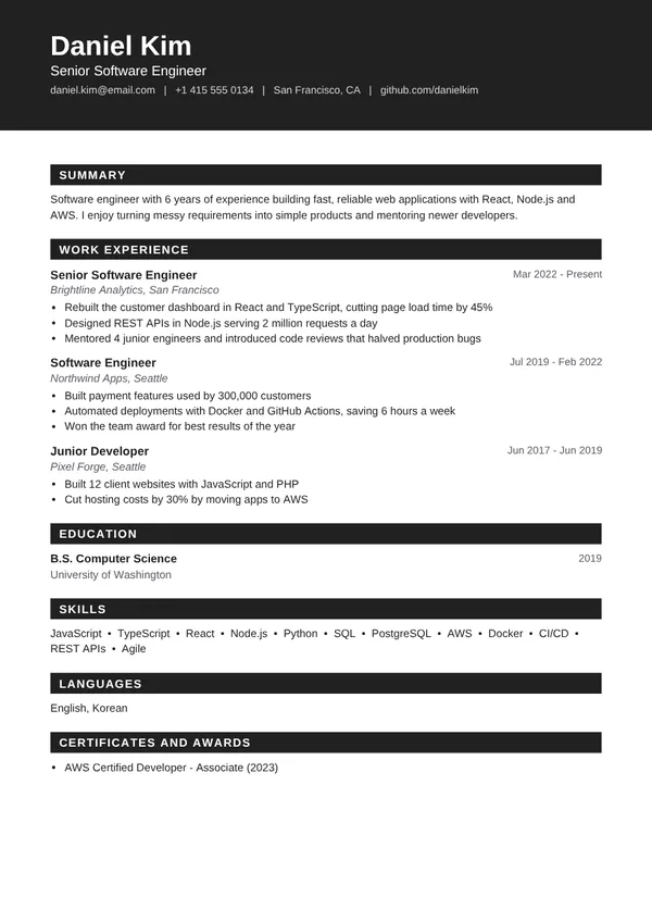 Bold Blocks resume template preview