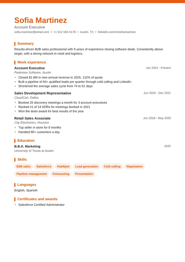 Bright resume template preview