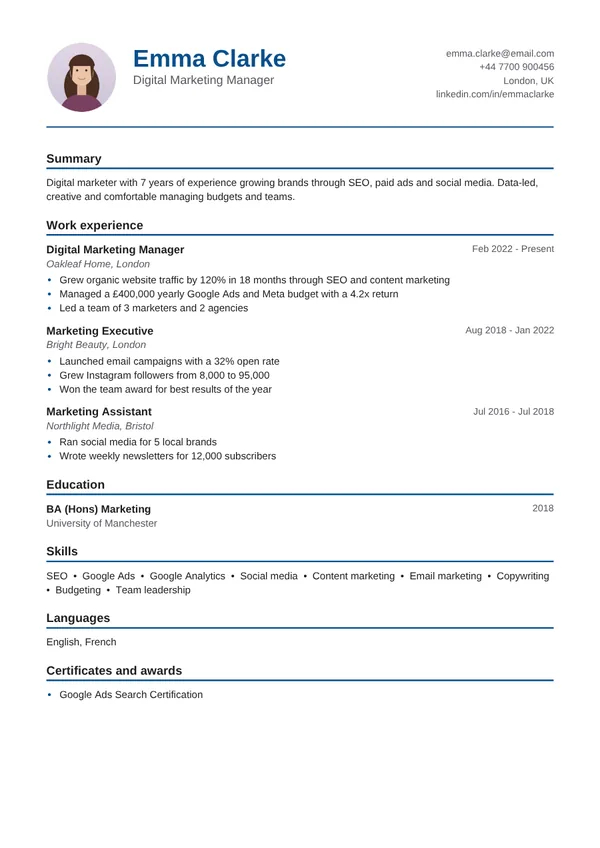 Corporate resume template preview