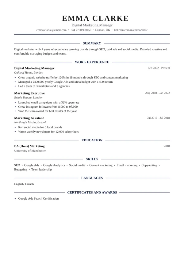 Elegant resume template preview