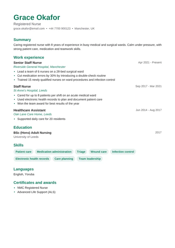 Spearmint resume template preview