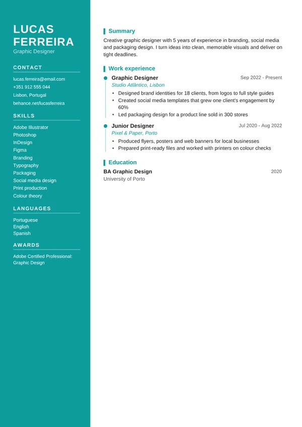 Graphic Designer resume example